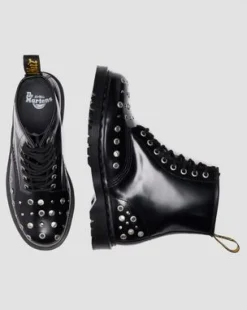 BOTAS 1460 DE PIEL BUTTERO CON TACHUELAS in Negro