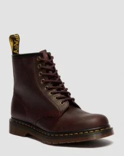 Botas 1460 de piel Crazy Horse in Rojo Cereza