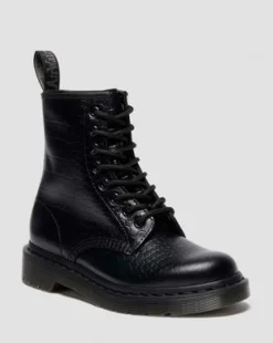 Botas 1460 de piel efecto cocodrilo in Negro