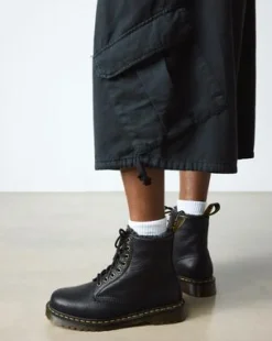Botas 1460 de piel Grizzly con forro sintético in Negro