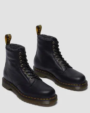 Botas 1460 de piel Grizzly con forro sintético in Negro