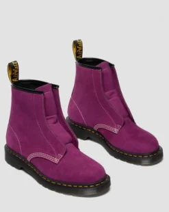 BOTAS 1460 DE PIEL NUBUCK SIN CORDONES in Morado