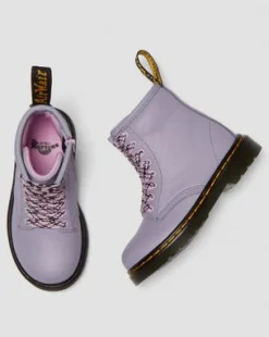 Botas 1460 de piel Virginia para niños in Lavanda