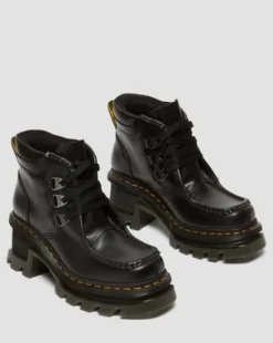 Botas de tacón Corran de piel Atlas con 3 ojales in Negro
