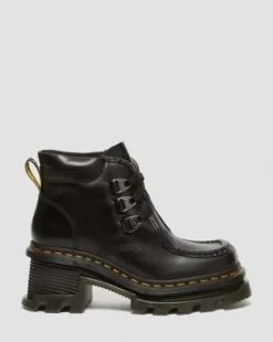 Botas de tacón Corran de piel Atlas con 3 ojales in Negro