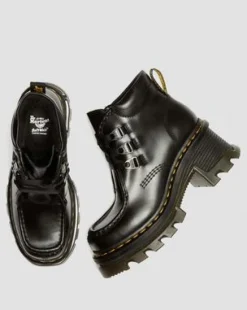 Botas de tacón Corran de piel Atlas con 3 ojales in Negro