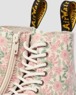 Botas 1460 Floral de piel para niños in Color Crema
