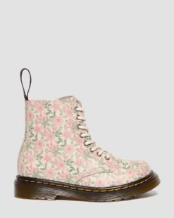Botas 1460 Floral de piel para niños in Color Crema