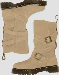 Botas moteras Anistone de ante con 2 tiras in Ambrato