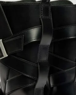 Botas moteras Anistone de piel con 2 tiras in Negro