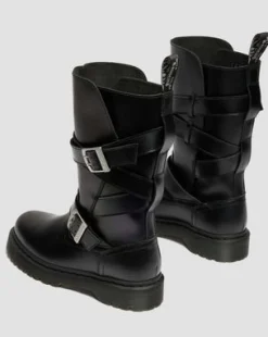 Botas moteras Anistone de piel con 2 tiras in Negro