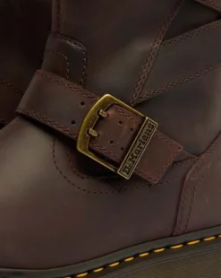 Botas moteras Anistone de piel Crazy Horse con 2 tiras in Marrón Oscuro