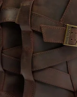 Botas moteras Anistone de piel Crazy Horse con 2 tiras in Marrón Oscuro