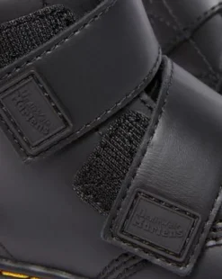 Botas 1460 para niños de piel con correa con velcro in Negro