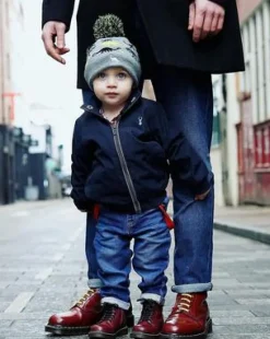 Botas 1460 para niños de piel Softy T in Rojo Cereza