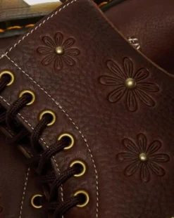 Botas 1460 Pascal de piel Flower Grizzly in Marrón Oscuro