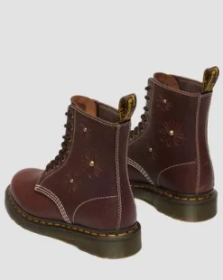 Botas 1460 Pascal de piel Flower Grizzly in Marrón Oscuro