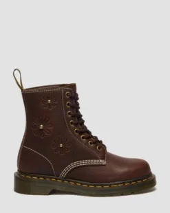 Botas 1460 Pascal de piel Flower Grizzly in Marrón Oscuro