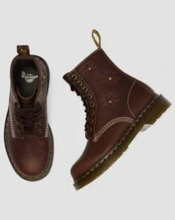 Botas 1460 Pascal de piel Flower Grizzly in Marrón Oscuro