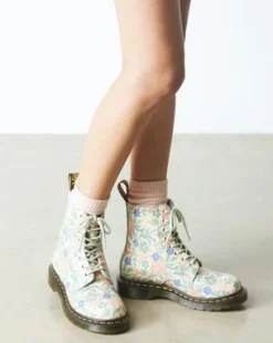 Botas 1460 Pascal Floral de piel in Color Crema
