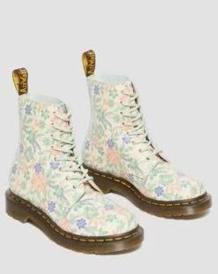 Botas 1460 Pascal Floral de piel in Color Crema
