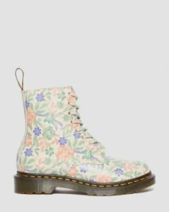 Botas 1460 Pascal Floral de piel in Color Crema