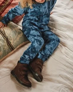 Botas Raffe de piel para junior con velcro in Marrón Oscuro