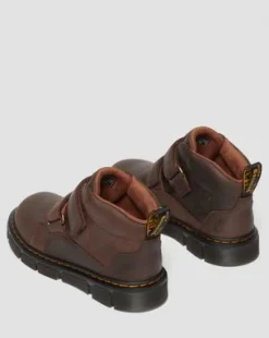 Botas Raffe de piel para junior con velcro in Marrón Oscuro