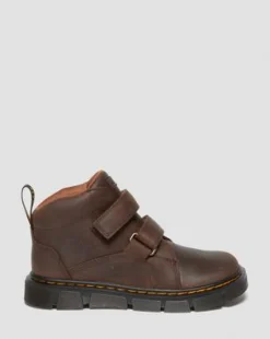 Botas Raffe de piel para junior con velcro in Marrón Oscuro