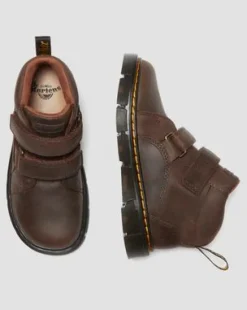 Botas Raffe de piel para junior con velcro in Marrón Oscuro