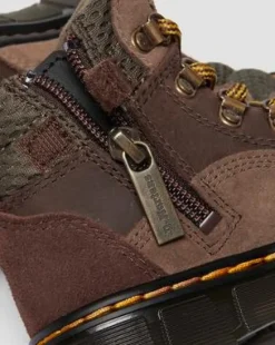 Botas Raffe de piel y ante para niños in Marrón Oscuro