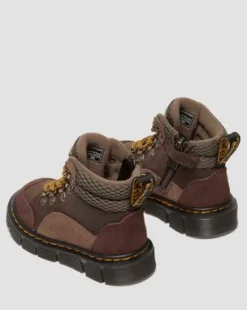Botas Raffe de piel y ante para niños in Marrón Oscuro
