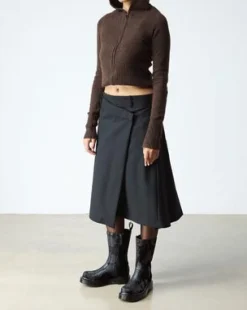 Botas Rejena de piel Croc Emboss y Hair On in Negro