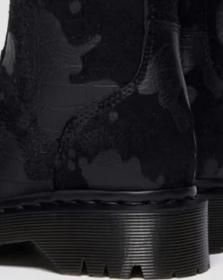 Botas Rejena de piel Croc Emboss y Hair On in Negro