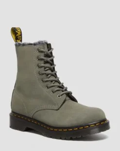 Botas 1460 Serena de piel Nobuk con forro sintético in Nickel Grey