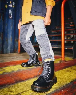 Botas 1460 Serena para niños en charol con forro in Negro
