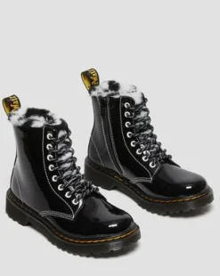 Botas 1460 Serena para niños en charol con forro in Negro