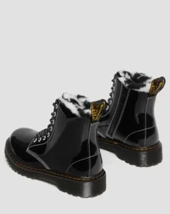 Botas 1460 Serena para niños en charol con forro in Negro