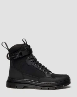 BOTAS UTILITARIAS COMBS TECH MK.02 DE PIEL Y LONA in Negro
