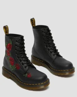 Botas 1460 Vonda de piel con bordado floral in Negro