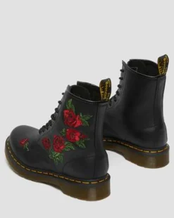 Botas 1460 Vonda de piel con bordado floral in Negro