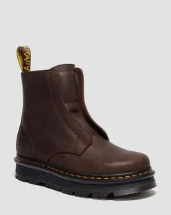 BOTAS ZEBZAG LACELESS DE PIEL in Marrón Oscuro
