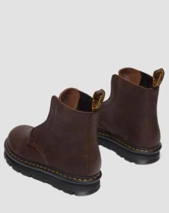 BOTAS ZEBZAG LACELESS DE PIEL in Marrón Oscuro