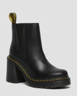 Botines Chelsea de tacón ancho Spence en piel in Negro