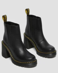 Botines Chelsea de tacón ancho Spence en piel in Negro