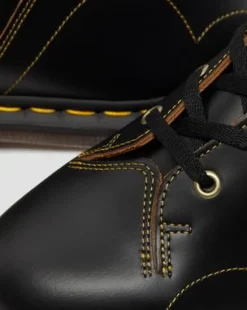Botines Church Vintage en piel con puntada amarilla in Negro