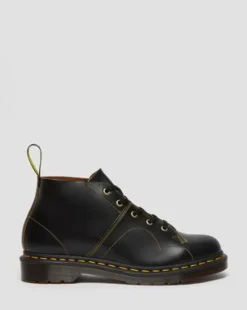 Botines Church Vintage en piel con puntada amarilla in Negro