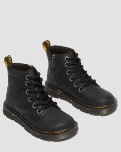 Botines Raffe de piel con tira para junior in Negro