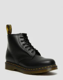 Botines 101 Yellow Stitch de piel Smooth in Negro