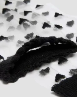 Calcetines cortos Heart Mesh en mezcla de algodón orgánico in Negro